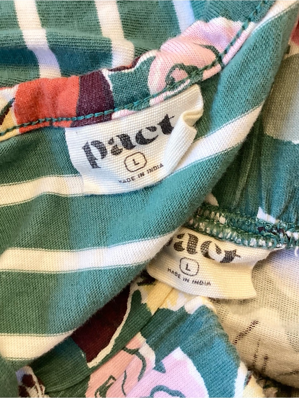 Pact Organic Cotton Staycation Sleep Tank & Shorts in Daybloom Stripes - L - Picture 8 of 8